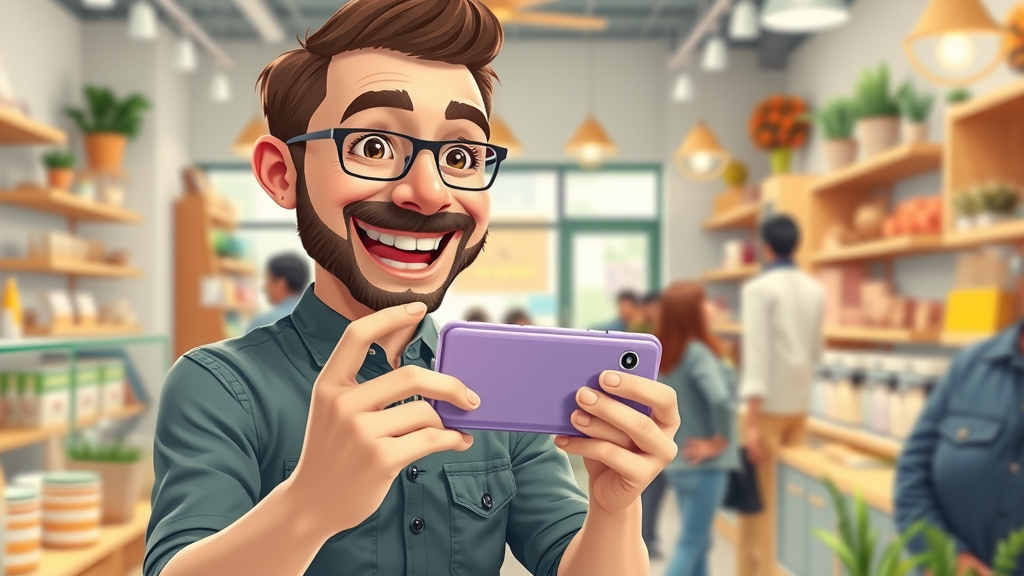 local business owner creating engaging social media post inside a trendy shop to get more customers for my local business