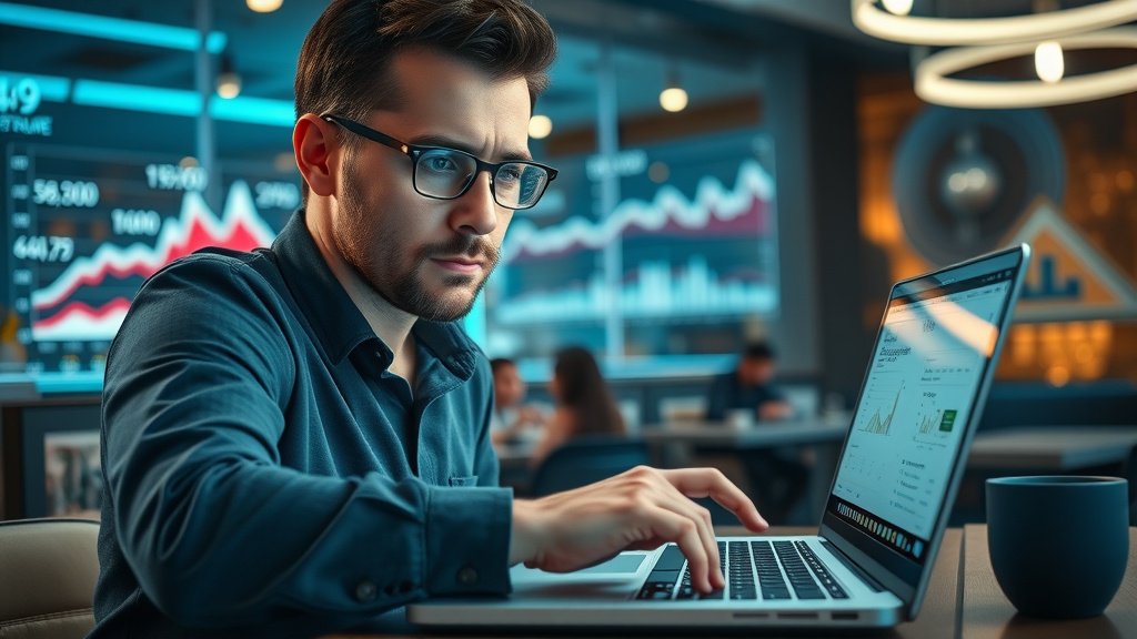 professional marketer reviewing google ads dashboard for small business customer acquisition