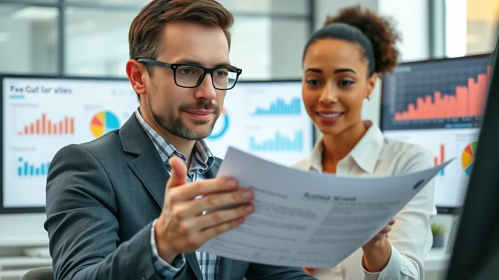 Business owner reviewing customer reviews and data on dashboard indicating trust signals for voice search AI