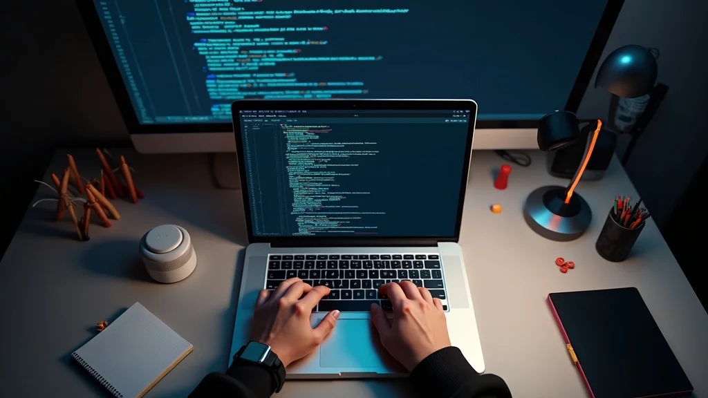 Web developer workspace implementing Speakable schema markup for elite voice search optimization
