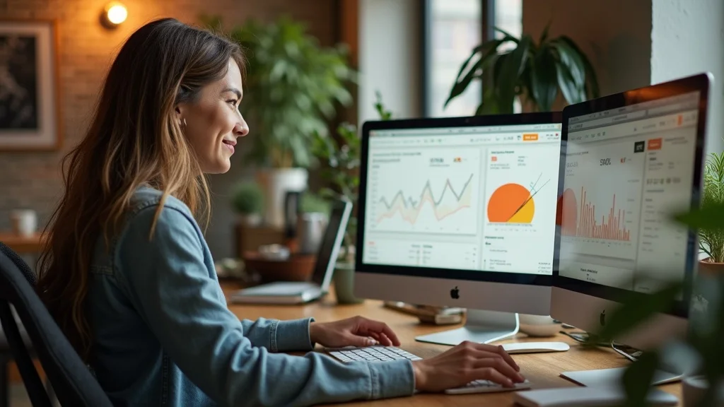 Before-and-after transformation of local business online presence, business owner delighted with improved AI search analytics, illustrating a professionally optimized AI-ready reputation.