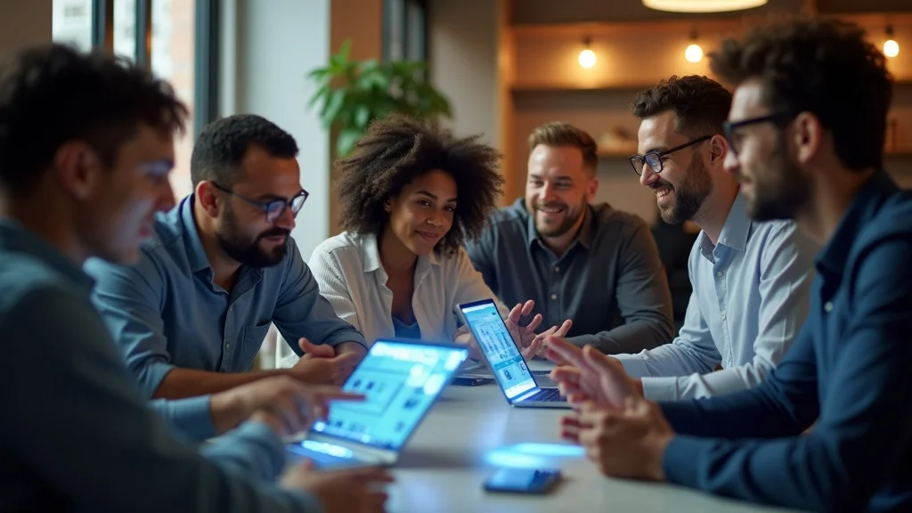 Local business owners collaborating on AI search optimization in coworking space — why local businesses don't show up in voice and ai search.