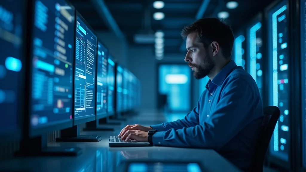 Business IT professional maintaining technical handshake files for AI, emphasizing robots.txt and llms.txt with a secure data center backdrop, keyword: AI business handshake