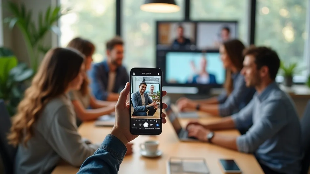 Diverse team creating fresh video content in a modern workspace, strengthening proof of life signals for AI and boosting local business visibility