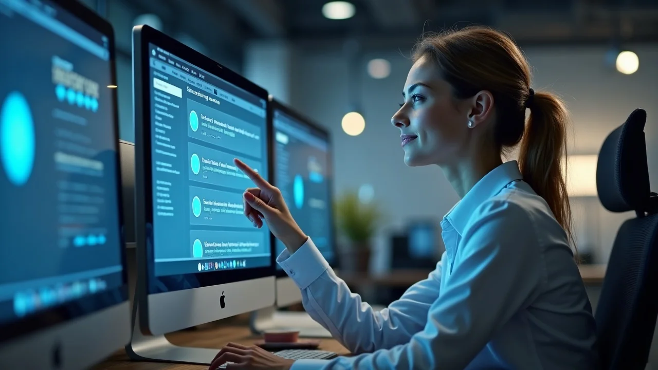 How Businesses Adapt to AI Search with E-E-A-T Business professional analyzing positive customer reviews and ratings on a digital dashboard to enhance AI-driven search SEO