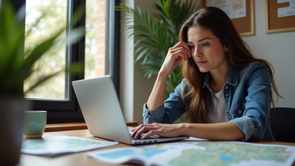 Using Localized Content to Boost Your Business’s AI Recommendations Digital marketer working on a laptop with local market research materials in a home office