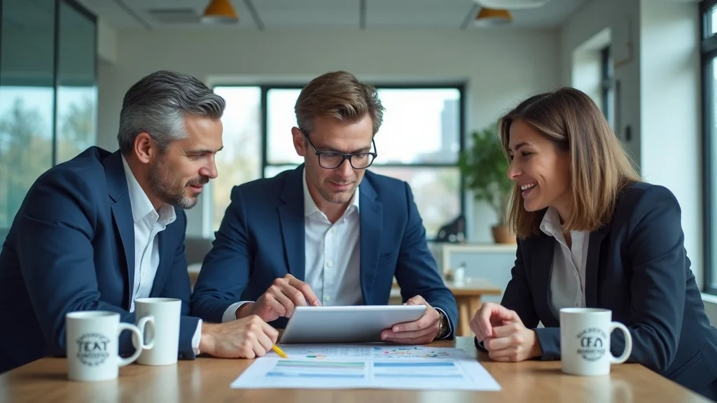 How Businesses Adapt to AI Search with E-E-A-T Diverse professional team collaborating on content strategy to optimize AI-driven search SEO with E-E-A-T principles